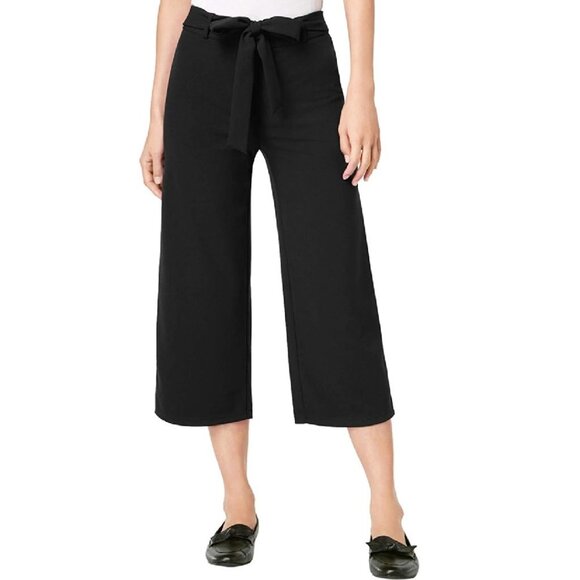 Maison Jules Solid Wide-Leg Tie-Front Capri Pants - Picture 1 of 4